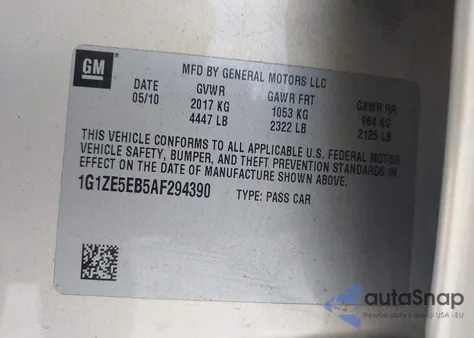 2010 Chevrolet Malibu Ltz из США, поврежденный, VIN 1G1ZE5EB5AF294390